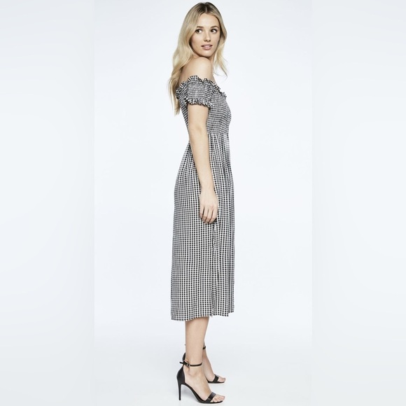 BARDOT Cindy Gingham Off the Shoulder Midi Dress - Picture 5 of 15